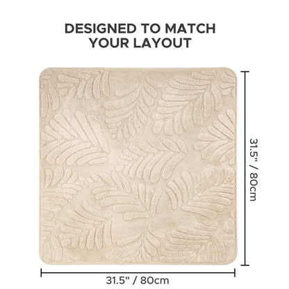Sunlit Square Bathroom Rug 32x32, Soft Absorbent Bath Mat, Washable Bathroom Mat, Non-Slip Square Bath Rug, Cozy Shower Rugs Bathmat, Subtle High-Low Pile Jacquard Pattern, Diamond Pewter Green