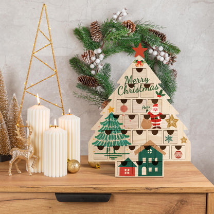 Sunlit Christmas Wooden Advent Calendar with Drawers, Unfinished Wooden, House Shaped Countdown Calendar Ready to Decorate and Personalize | Craft Storage Box | DIY Guru and Crafters