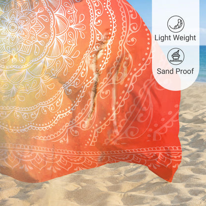 Sunlit Silky Soft Sand Proof Beach Blanket 106"x81" / 85"x72" Sand Proof Mat with Corner Pockets and Mesh Bag for Beach Party, Travel, Camping and Outdoor Music Festival, Mandala
