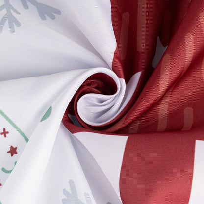 Sunlit Christmas Shower Curtain, Red and Gray Xmas Trees with Stars and Snow Pattern Shower Curtain for Bathroom Decor, 71x71 Inch