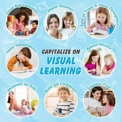 TWENTY5 SEVEN Visual Schedule for Kids, Autism Sensory Products for Classroom Home, Autism Learning Material Set for Autistic Children, Visual Sensory Toys for Boys and Girls, Pastel Rainbow