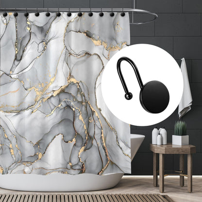 Sunlit Gold Shower Curtain Hooks, Round Metal Home Decorative Shower Curtain Rings for Bathroom, Modern Shower Curtain Hangers Bathroom Accessories, Set of 12