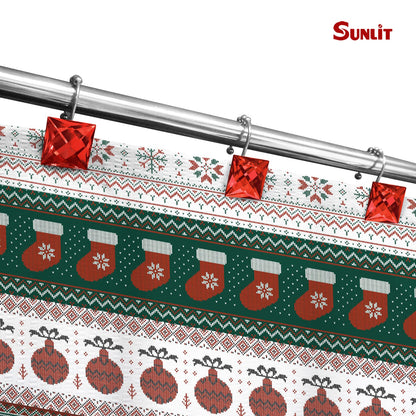 Sunlit Square Rhinestone Shower Curtain Hooks with Glide Balls, 12 Pack