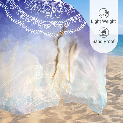 Sunlit Silky Soft Sand Proof Beach Blanket 106"x81" / 85"x72" Sand Proof Mat with Corner Pockets and Mesh Bag for Beach Party, Travel, Camping and Outdoor Music Festival, Mandala