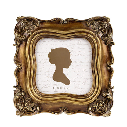 Sunlit Vintage Small Picture Frame 2.5x3.5 Inch, Antique Mini Polaroid Photo Frames with Glass Front, Luxury Wallet Size Picture Frames, Tiny Photo Frames Display Tabletop Wall Hanging Gift Ideas, Gold