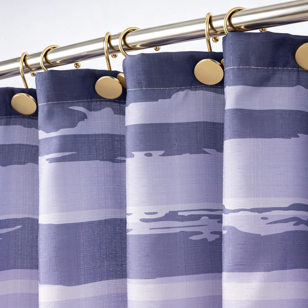 Sunlit Sunset Ombre Striped Shower Curtain, Blue and Orange Textured Slubbed Fabric Shower Curtain for Bathroom Decoration, Gradient Stripe Bathroom Curtain, 72x72
