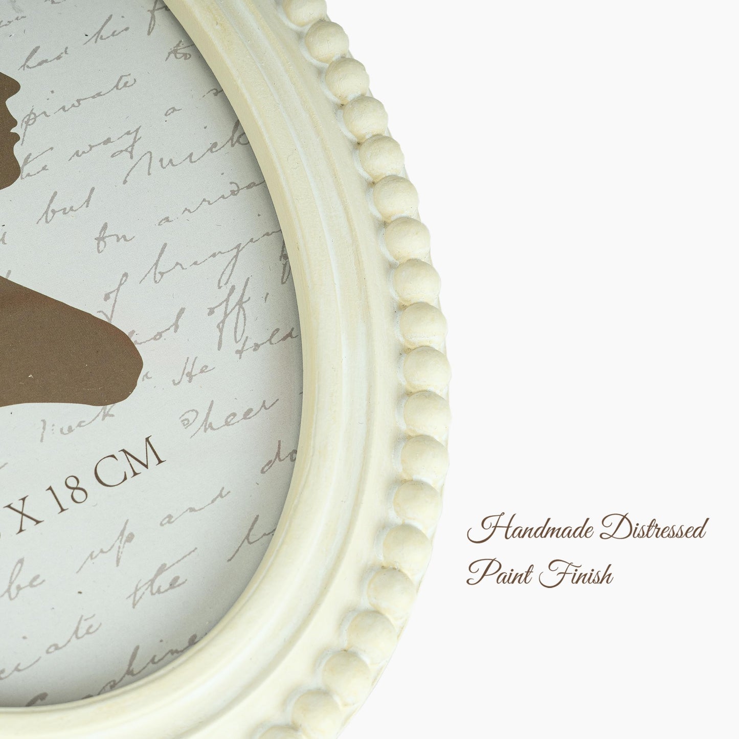 Sunlit Boho Vintage Picture Frame 8x10 Inch with Beaded Border, Oval Luxury Antique Photo Frames with Glass Front, Photo Display, Tabletop Wall Hanging, Gift Idea, Distressed White