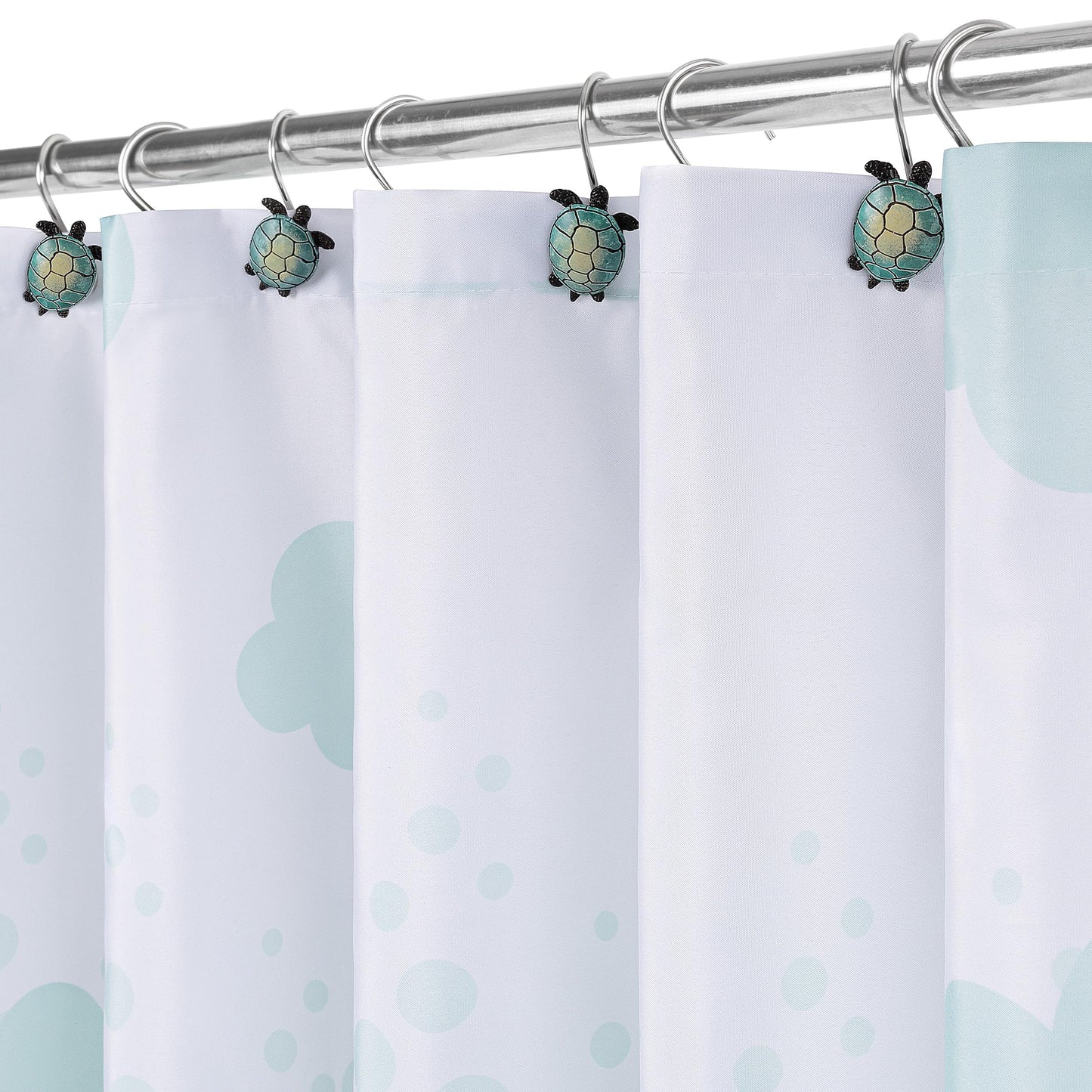 Sunlit Lovely Cartoon Sea Creatures Fabric Shower Curtain for Kids, Whale Turtle and Fish Bathroom Decor Curtain for Girls and Boys