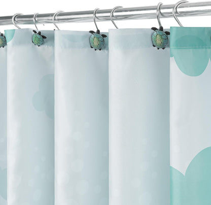 Sunlit Lovely Cartoon Sea Creatures Fabric Shower Curtain for Kids, Whale Turtle and Fish Bathroom Decor Curtain for Girls and Boys