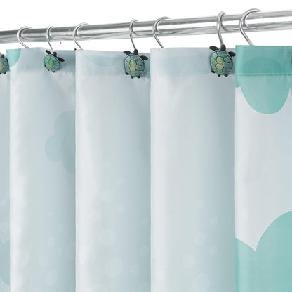 Sunlit Lovely Cartoon Sea Creatures Fabric Shower Curtain for Kids, Whale Turtle and Fish Bathroom Decor Curtain for Girls and Boys