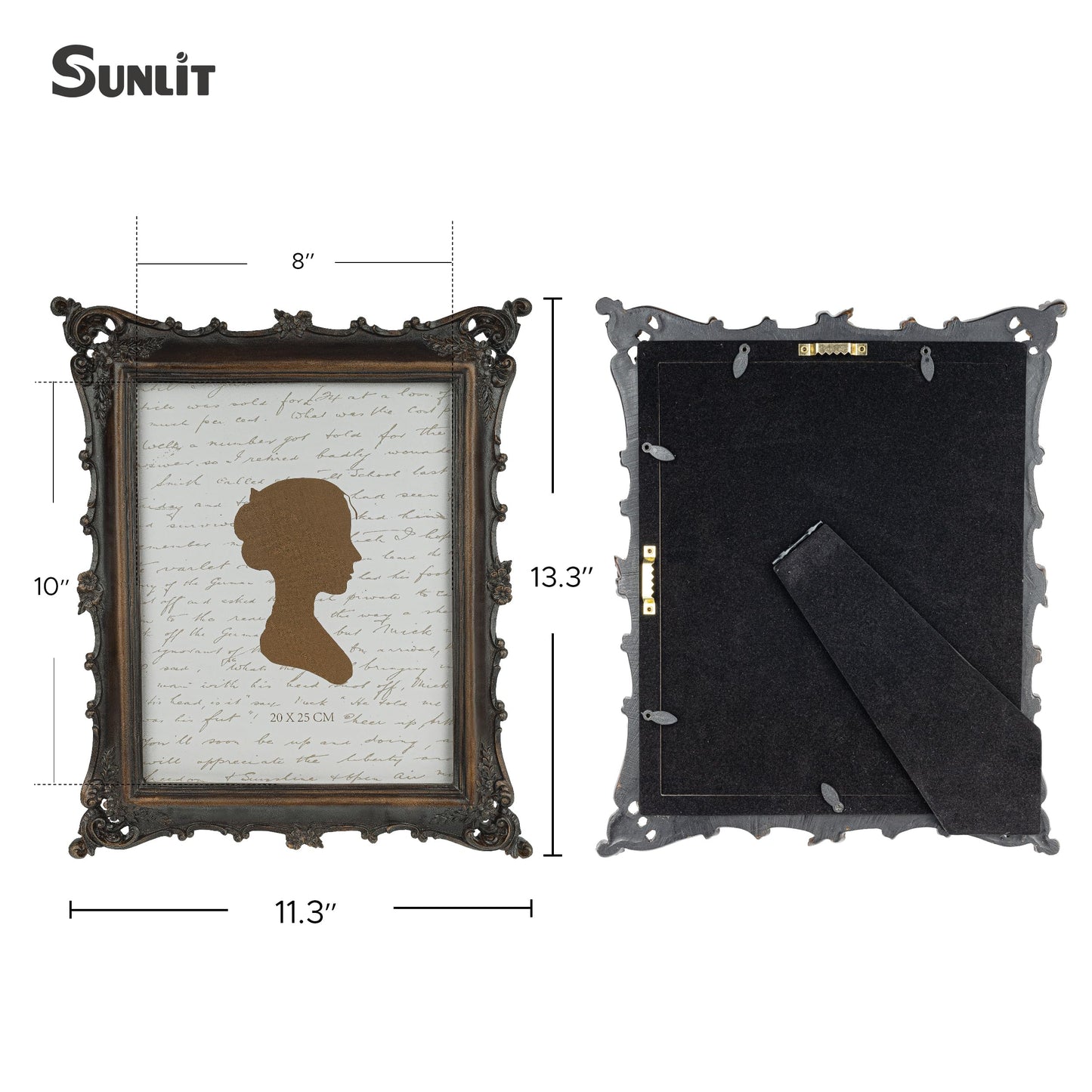 Sunlit Vintage Picture Frame 4x4 Inch, Luxury Antique Square Photo Frames with Glass Front, Photo Display, Tabletop Wall Hanging, Gift Ideas, Bronze Gold