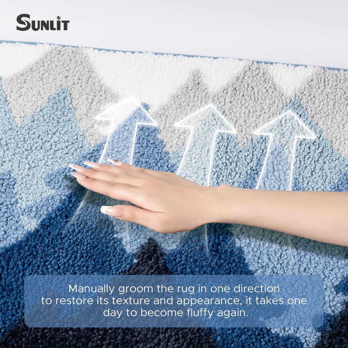 Sunlit Misty Forest Bathroom Rugs 20x32, Extra Soft Super Absorbent Bath Mat Quick Dry, Non-Slip Rubber Backing Bath Rug, Machine Washable Bathroom Floor Mat for Tub and Shower, Blue Ombre