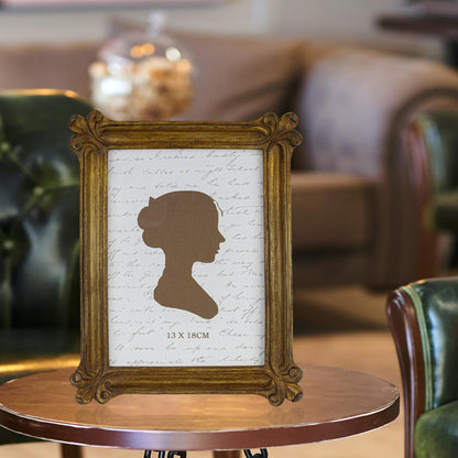 Sunlit Small Vintage Picture Frame 2.5x3.5 Inch, Antique Mini Photo Frames with Glass Front, Luxury Wallet Size Picture Frames, Photo Display Tabletop Wall Hanging Gift Ideas, Slivery Light Gold