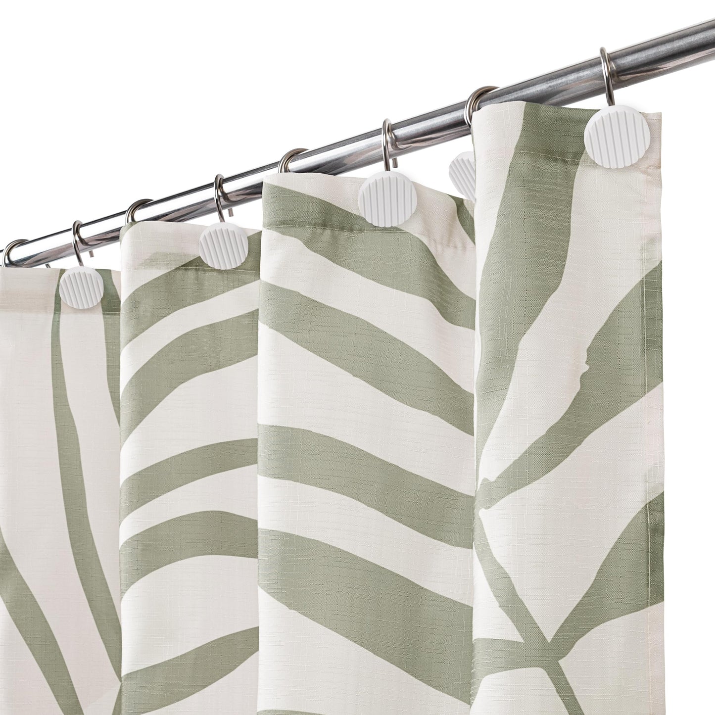 Sunlit 36x72 Inches Sage Green Textured Slubbed Fabric Shower Curtain, Mid Century Modern Palm Leaf Small Stall Shower Curtains for Bathroom Decoration, RV Half Size Narrow Boho Bathroom Curtains