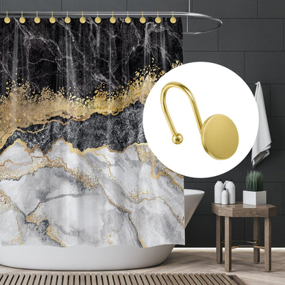 Sunlit Gold Shower Curtain Hooks, Round Metal Home Decorative Shower Curtain Rings for Bathroom, Modern Shower Curtain Hangers Bathroom Accessories, Set of 12