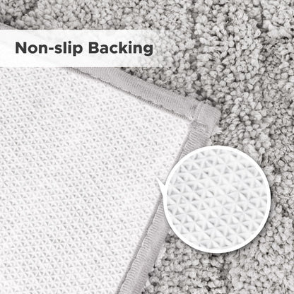 Sunlit 24"x60" Boho Decorative Textured Bathroom Rugs Runner, Mid Century Modern Extra Long Non-Slip Absorbent Soft Bath Mat, Organic Modern Floor Mat Bath Runner Dry Fast Machine Washable, Gray