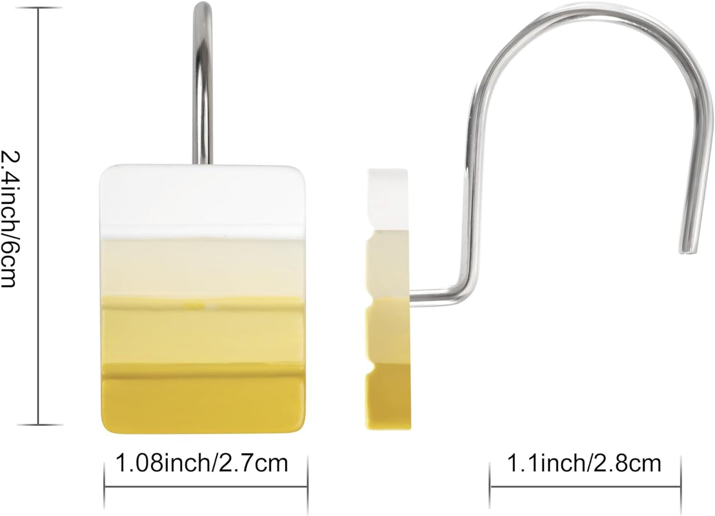 Sunlit Ombre Blue Decorative Shower Curtain Hooks, Blue Navy Shower Curtain Rings, Resin, Bathroom Decoration Stripes Shower Curtain Hooks-12 Pack