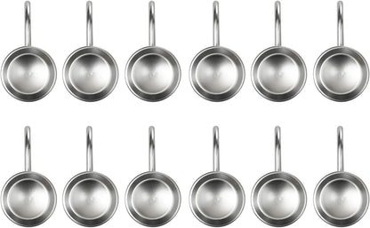 Sunlit Luxury Design Brushed Nickel Oval Shower Curtain Hooks Rust Proof Oil Rubbed Metal Shower Curtain Rings - Satin Matte Silver - 12 Pack