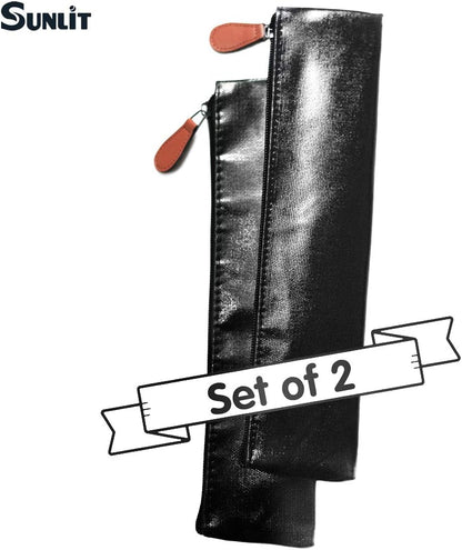 Sunlit 100% Waterproof Wipe Clean Hygienic Carrying Case/Pouch for Reusable Straws - 2 set - For 10.5 inches Straws Silicone or Stainless Steel - Brush/Chopsticks Zipper Bag for Travel