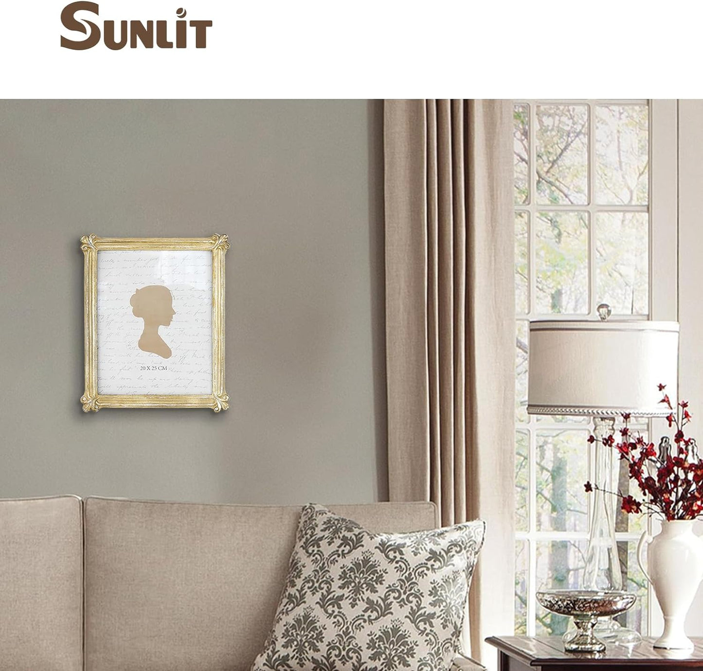 Sunlit Vintage Picture Frame 8x10 Inch, Luxury Antique Photo Frames with Glass Front, Photo Display, Tabletop Wall Hanging, Gift Ideas, Gold