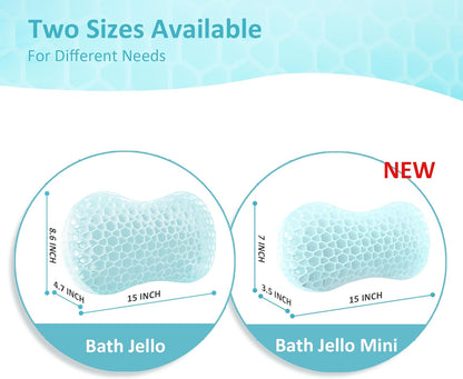 Sunlit Bath Jello Mini Gel Bath Pillows, Lumbar Pillow for Bathtub, Back Support Pillow, Gel Pillow with Non-Slip Suction Cups for Lumbar, Back Rest Support, Fits Curved or Straight Back Tubs, Ice Blue