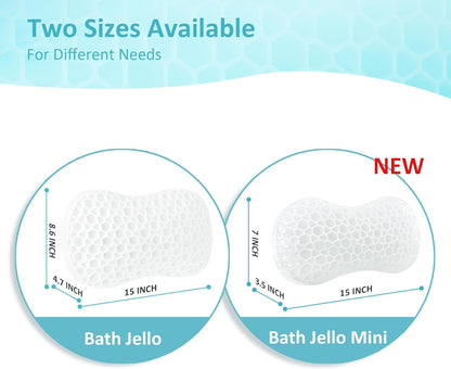 Sunlit Bath Jello Mini Gel Bath Pillows, Lumbar Pillow for Bathtub, Back Support Pillow, Gel Pillow with Non-Slip Suction Cups for Lumbar, Back Rest Support, Fits Curved or Straight Back Tubs, Ice Blue