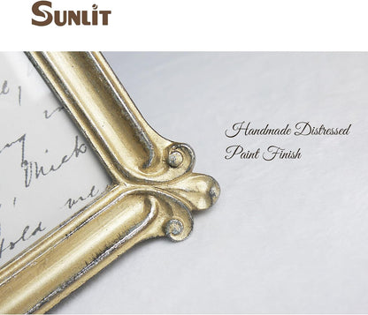 Sunlit Vintage Picture Frame 8x10 Inch, Luxury Antique Photo Frames with Glass Front, Photo Display, Tabletop Wall Hanging, Gift Ideas, Gold