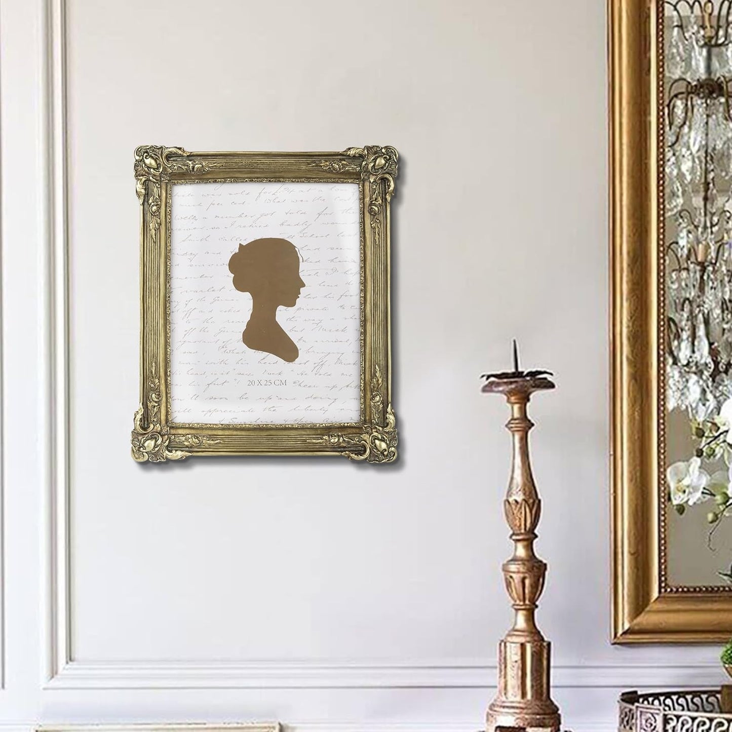 Sunlit Vintage Picture Frame 8x10 Inch, Luxury Antique Photo Frames with Glass Front, Photo Display, Tabletop Wall Hanging, Gift Ideas, Dark Gold