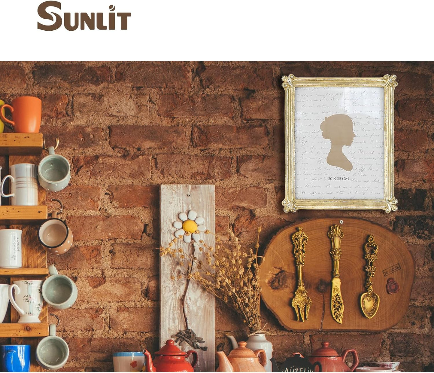 Sunlit Vintage Picture Frame 5x7 Inch, Luxury Antique Photo Frames with Glass Front, Photo Display, Tabletop Wall Hanging, Gift Ideas, Gold and Silver