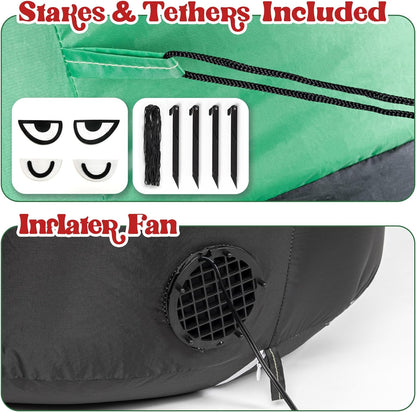 Sunlit 8ft Giant Christmas Inflatable Nutcracker Soldier with Replaceable Eyes, Lighted Yard Outdoor Holiday Decoration with Blower and Adaptor for Indoor Porch Lawn, Red and Green