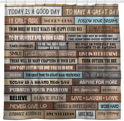 Sunlit Extra Long Inspirational Motivational Happiness Quotes for Courage Be Awesome Poster Print Rustic Cabin Shower Curtain Teak Closet Curtain Home Bathroom Decor Fabric Quote Tapestry